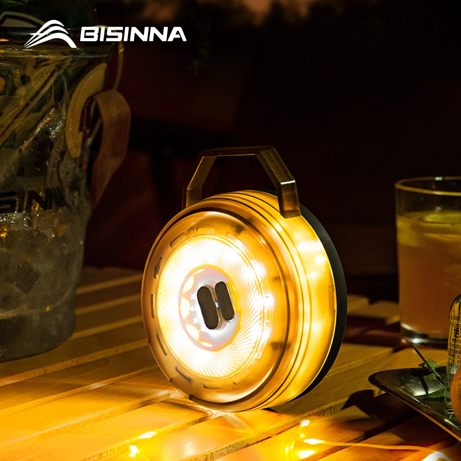 BISINNA LED Camping String Light Linterna de carga USB 2000mAh, IPX4 impermeable, linternas recargables