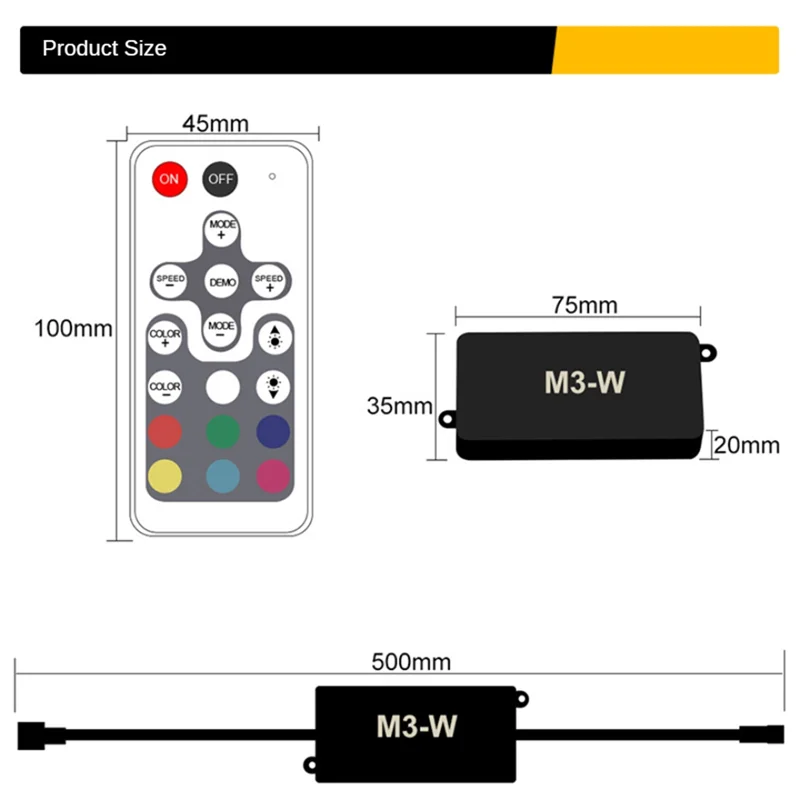 A31R-RGB LED Controller Dimmer Black ABS RGB Colorful LED Light With Light Bar Lamp Controller Dimmer