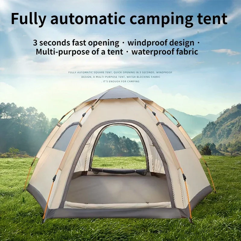 Tenda dobrável automática para 6 pessoas, totalmente velocidade, aberto, prova de chuva, protetor solar, camping, equipamento portátil, ao ar livre, deserto