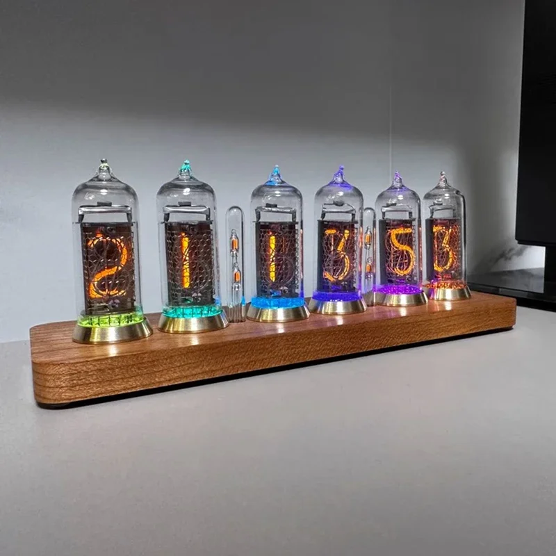 for IN14 Nixie Tube Clocks Wooden Digital Table Clock Silent Living Room Desk Clocks Retro Home and Decoration and Accessories