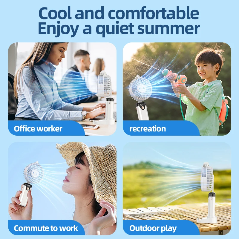 Mini Portable Spray Fan, Handheld Spray Fan, Personal Mini Humidification Fan, USB Charging, 6-speed, 180 ° FOLDABLE Battery P