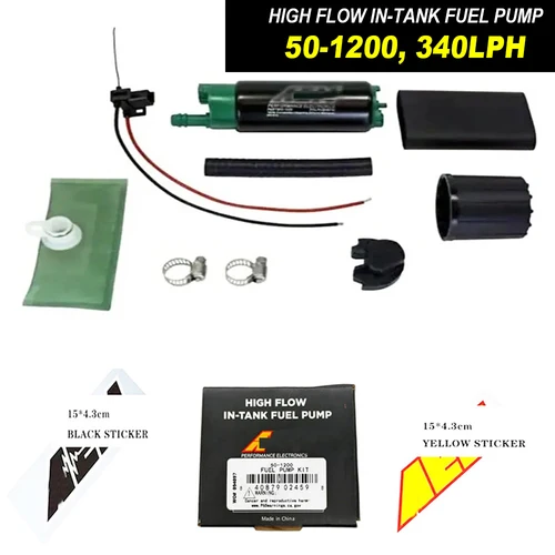 Para AEM alta calidad 50-1200 50 1200 bomba de combustible IN-TANK de alto flujo E85/compatible 340LPH (entrada de apagado) con pegatina 501200