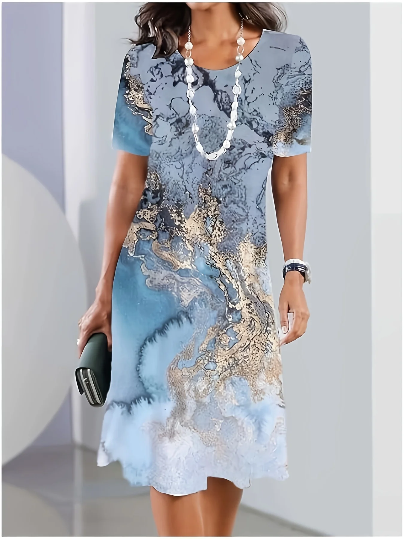 Vestido de verão feminino 3d impresso t camisa vestido manga curta casual solto beachwear roupas de férias de grandes dimensões com pescoço redondo