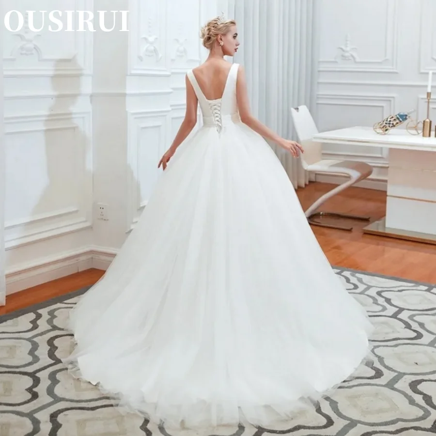 OUSIRUI-Véu de casamento V profundo simples, vestido elegante pequeno da noiva, vestido de casamento leve, novo estilo, 2024