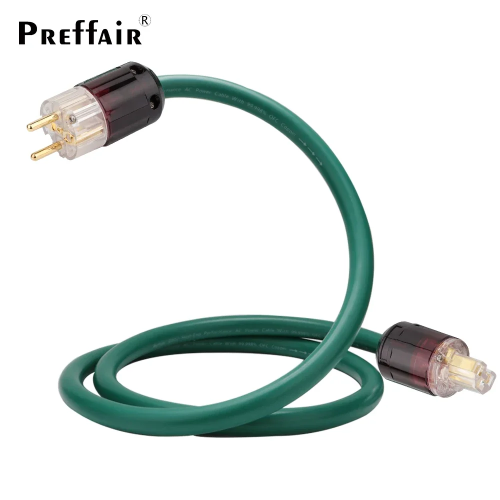 PREFFAIR High-Fidelity Audio Power Cable: 16mm PVC Insulated, Pure Copper & Silver Plated Conductors, EU/US Plug Options