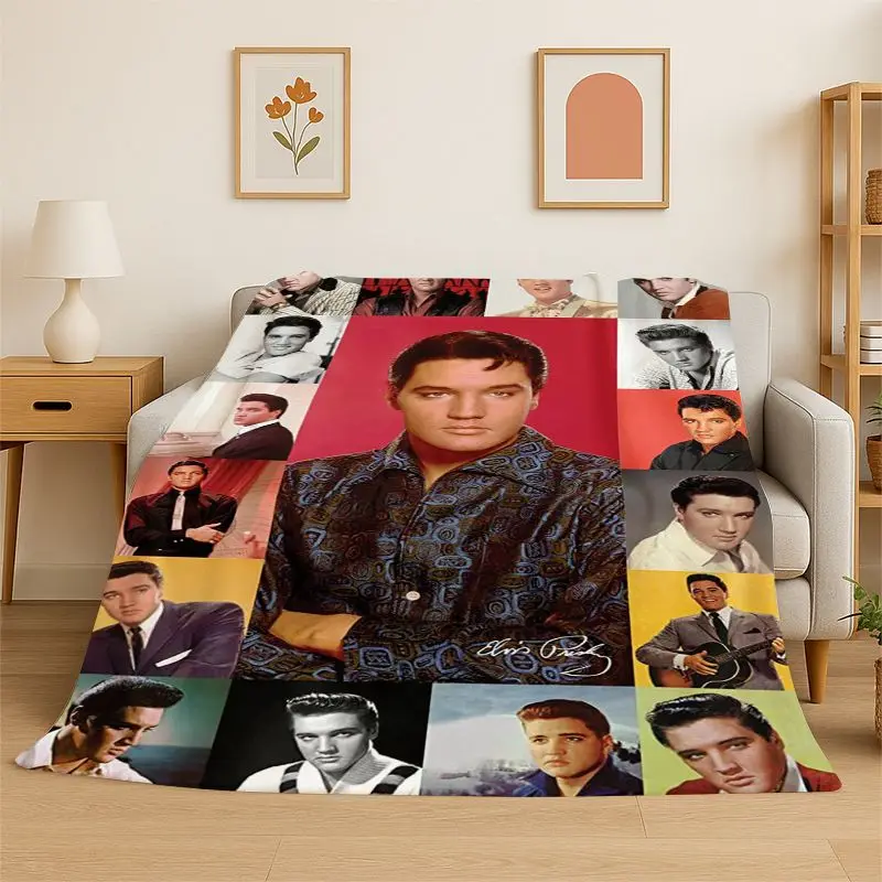 Retro The King E-Elvis Presley Soft Flannel Throw Blanket,Cozy Blanket for Bed,Couch,Sofa,Bedroom,Living Room,Travel,Picnic