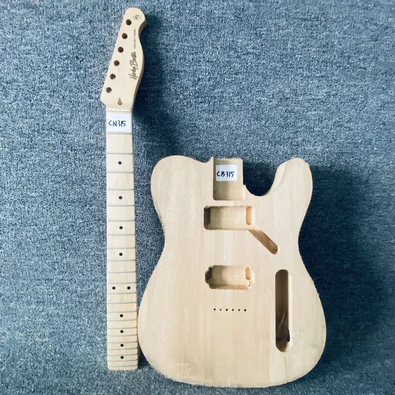 CN315CB315 Tele Electric Guitar Kit Semi Finishing SOlid Wood Body+Maple Neck One Set for DIY No Paints