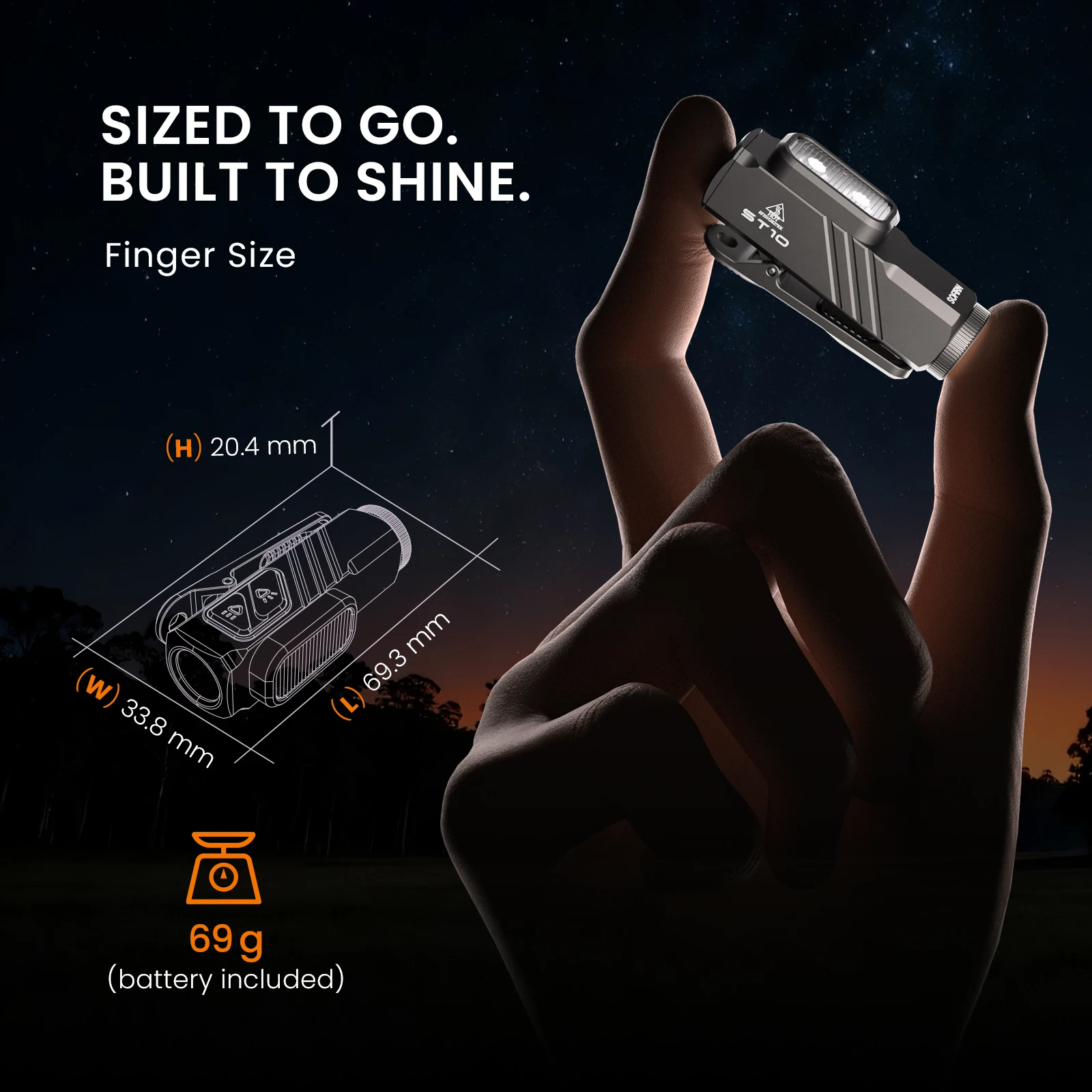 SOFIRN ST10 Mini Clamp 1000lm Flashlight 14500 USB C Rechargeable 144m 7000K LED Light White&Red Lamp IPX6 with Magnetic Tailcap