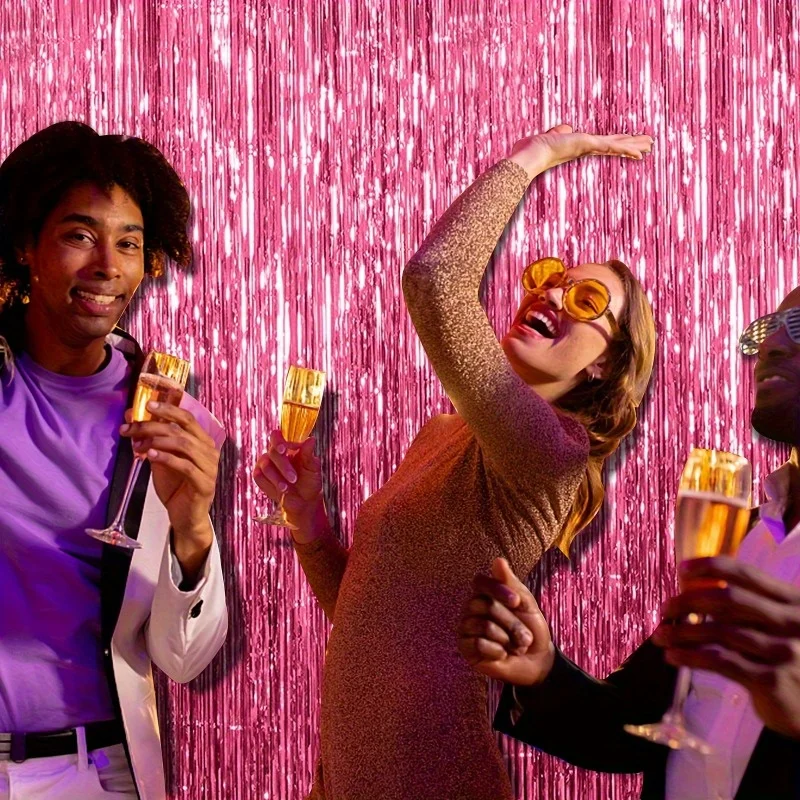 1/2/3 قطعة ستارة المطر الوردي تألق خلفية حفلة زخرفة خلفية التصوير الدعائم زينة حفل زفاف عيد ميلاد #2