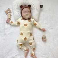 Baby Autumn Clothes Two-piece Cartoon Bear Print Underwear Korean Style Infant Boys Girls Home Wear Soft Cotton Pajamas Suits