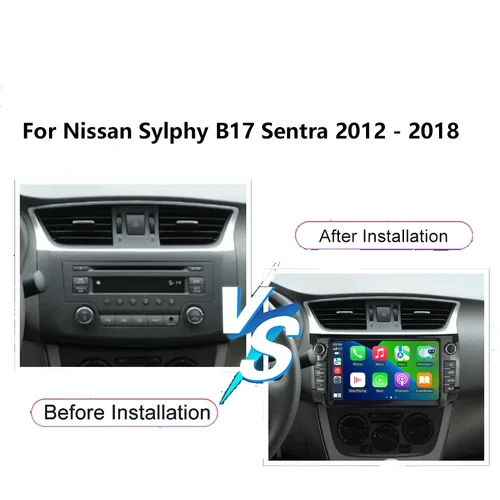 Imagen 2 del producto Radio para Auto con Carplay Android 16 para Nissan Sylphy B17 Sentra 2012 2013 2014 2015 2016 2017 2018 Reproductor Multimedia de DVD y Video Estéreo