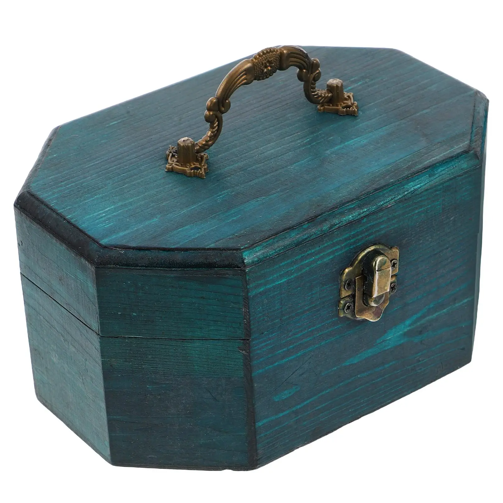 

Portable Wooden Jewelry Box Vintage Style Dark Green Travel Organizer Decorative Case Small Treasure Chest Storage Container