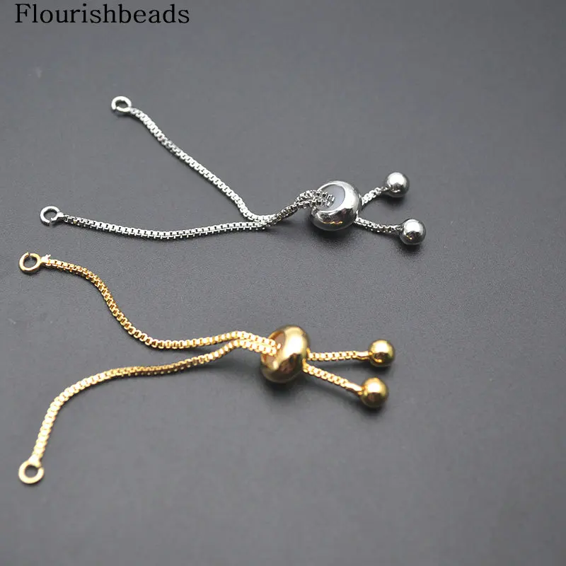 20pcs High Quality Anti-fading 18k Gold Rhodium Silver Color Length Adjustable Charm Bracelet Chains Jewelry Making Supplies