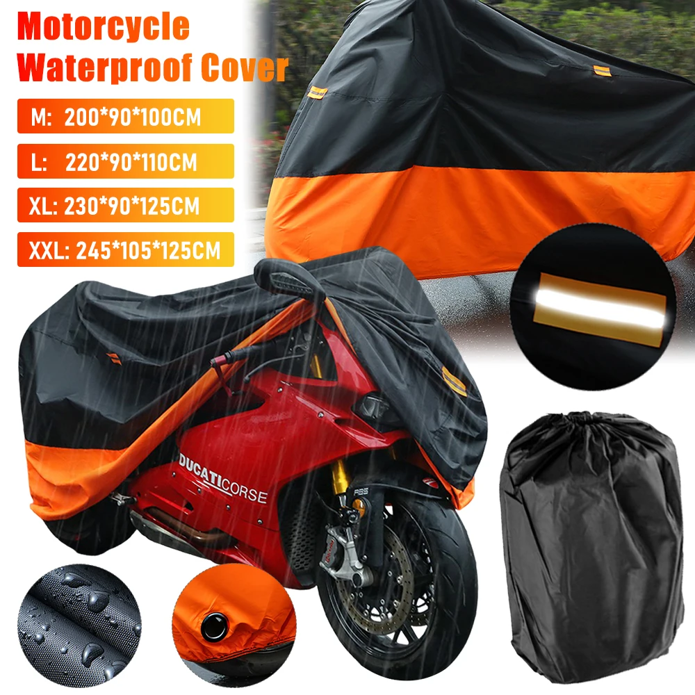 New 190T Wear-Resistant Motorcycle Cover All Season Motorcycle Rain Cover UV Protective Cover Coat For Motorcycle Accessories