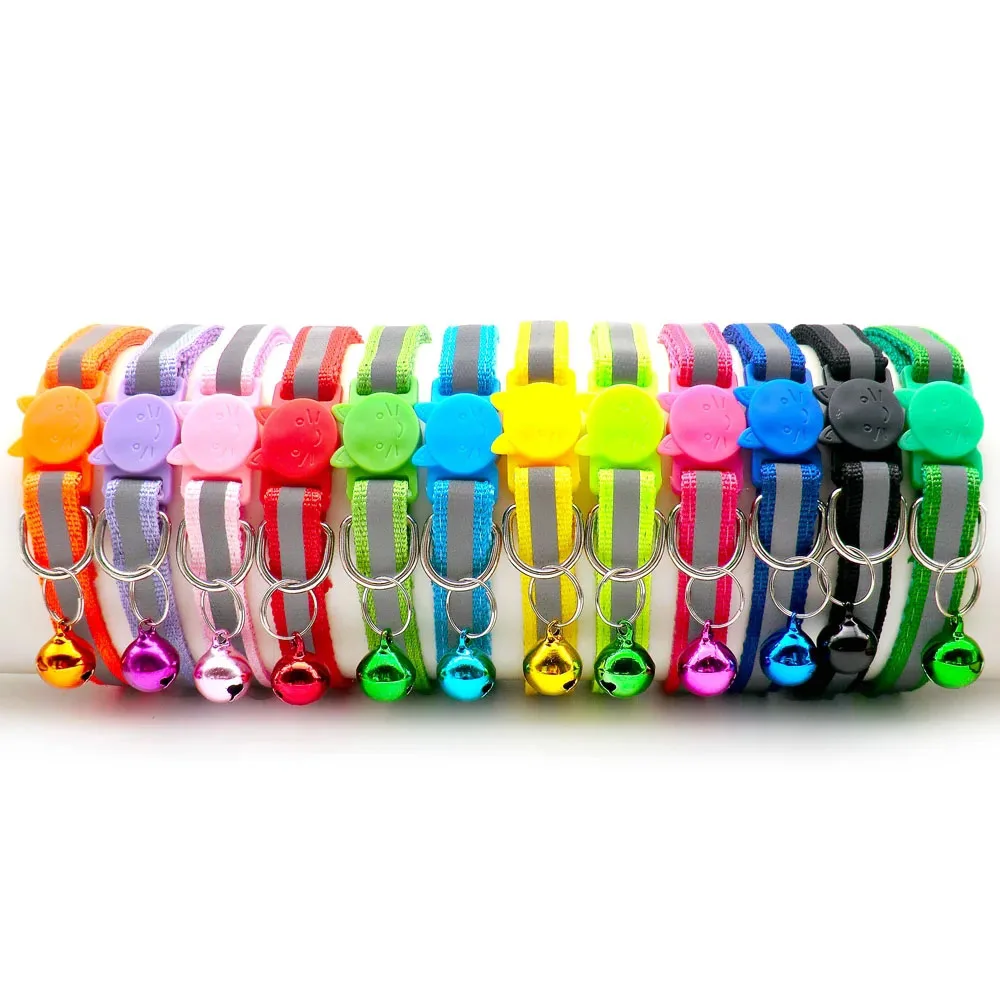 Personalized Cat Dog Collar Reflective With Bell Cute Cat Dog Collars Safety Breakaway Luxury Designer For Cat Pet Accessories