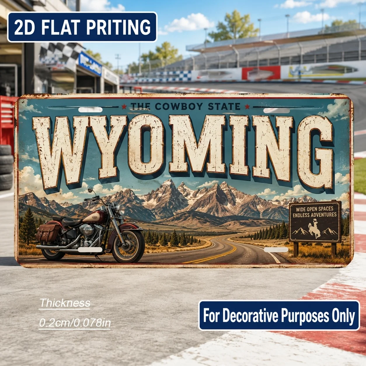 2D Flat - 【2D Flat】 2D Flat - [2D Flat] 2D Flat, 1pc, Wyoming State Theme Vintage Sign, for Decorative Use Solely, Home Decor, B
