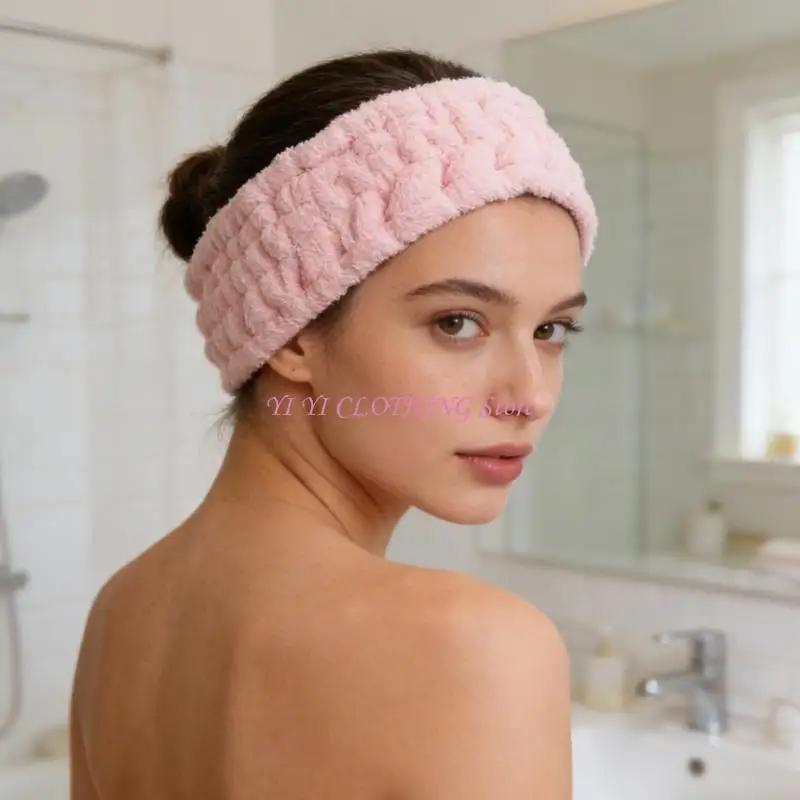 

N5KF Soft Comfortable Coral Fleece Hair Band for Yoga Exercise and Daily Activities