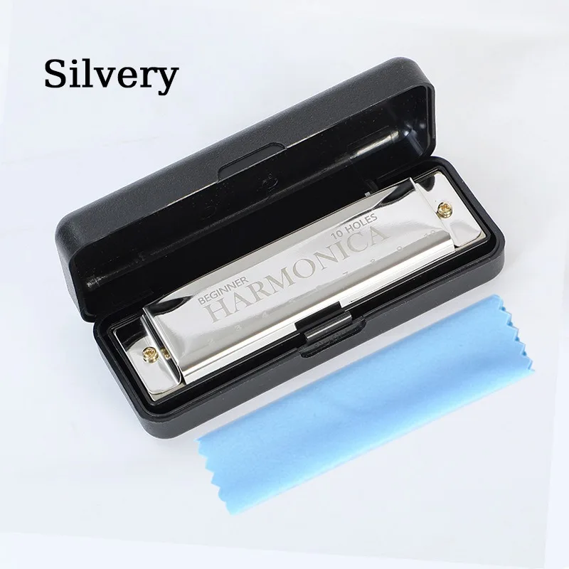 Ten-hole harmonica Color 10-hole metal harmonica Beginner student Male and female self-study introductory harmonica instrument