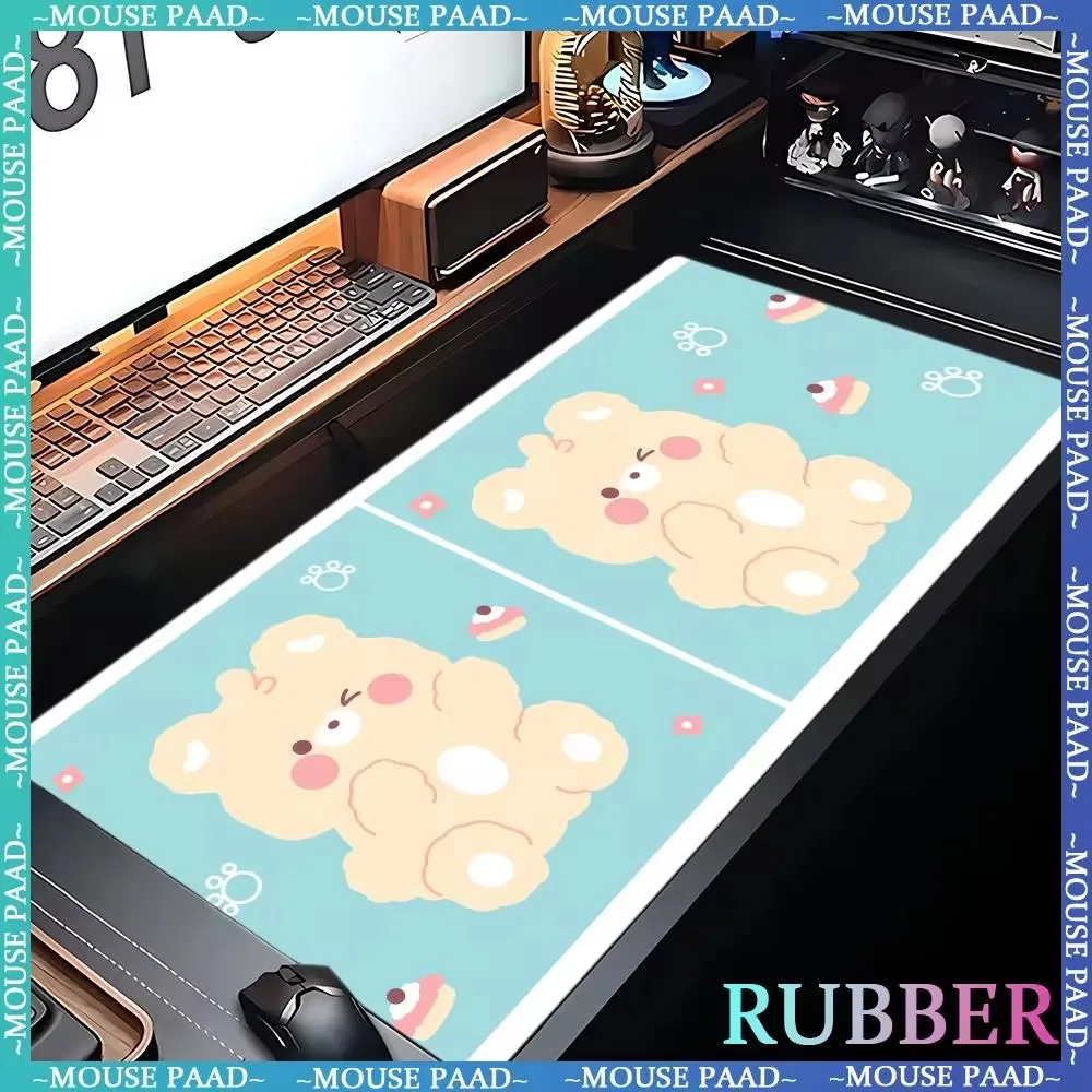 

New Bear Large Blue Mouse Pad Game Computer Pad Suitable for Computer Games Lock Edge Keyboard Desk mat Rubber Non-slip Desk Pad