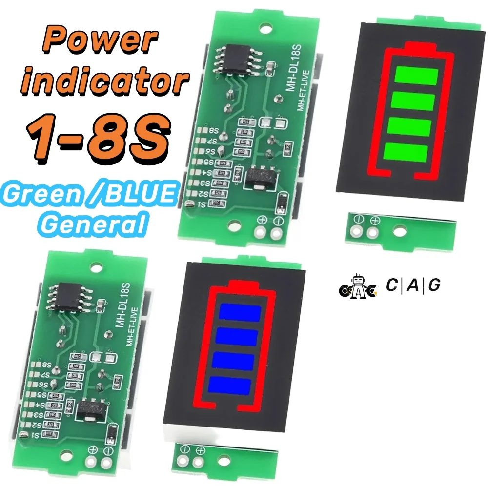 

1-8S 1S/2S/3S/4S Single 3.7V Lithium Battery Capacity Indicator Module 4.2V Display Electric Vehicle Battery Power Tester Li-ion