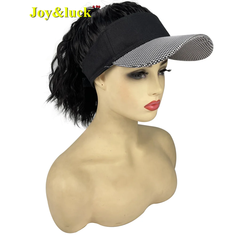 

Synthetic Short Natural Curly Black Baseball Cap Women Wig 14 Inch Adjustable Hat Hair Extention Ponytail Wigs