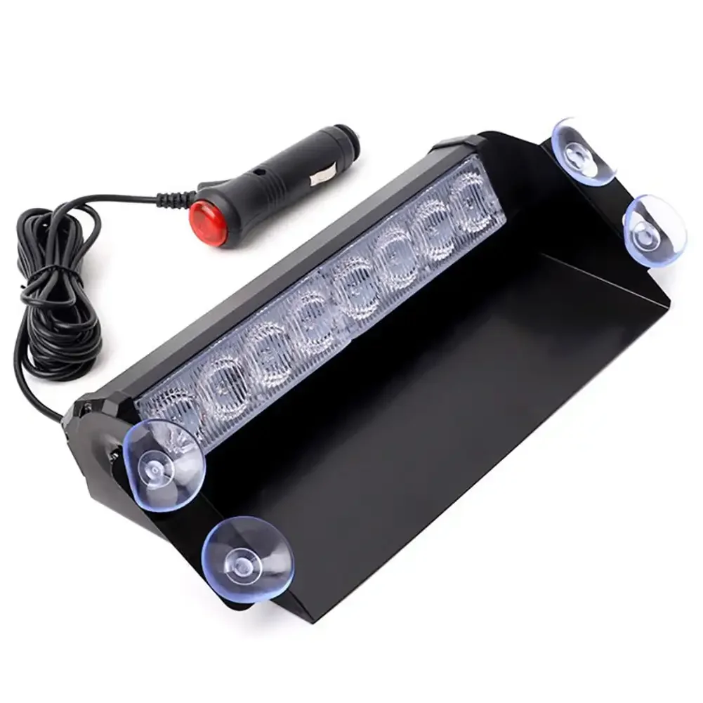 Car Strobe Signal Lamps with Suction Cup 8 LED 12V Emergency Flashing Light Warning Light Auto Truck Windshield Flash Lighting