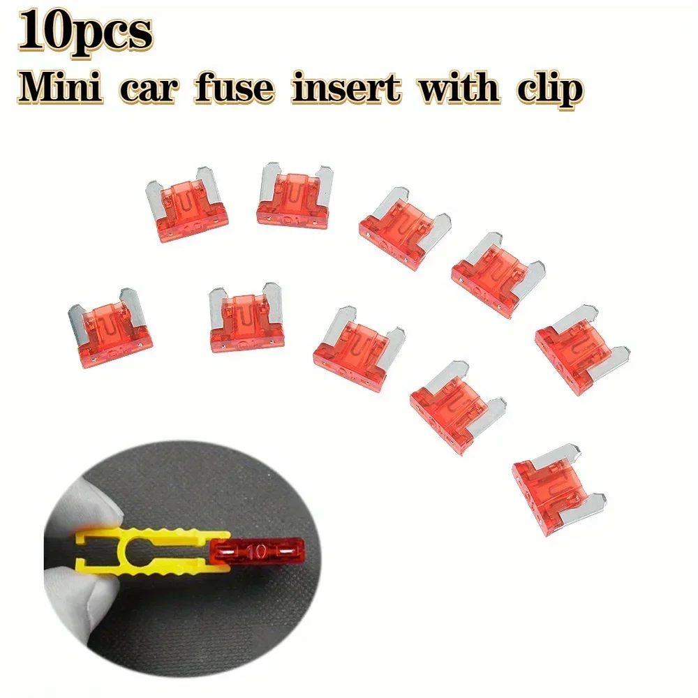 10PCS Mini Car Fuse Inserts Assorted Insert Set with Clip 5A 7.5A 10A 15A 20A 25A 30A 35A 40A Micro Car Fuse Electric Vehicles