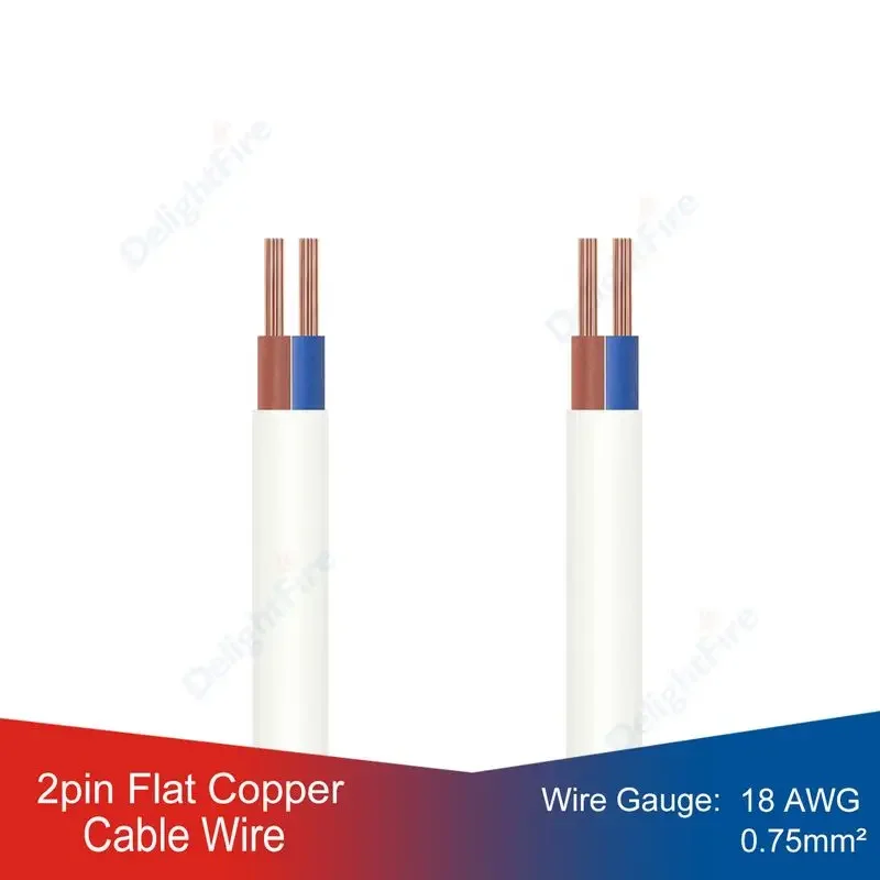 2 Conductors Electrical Wire 18 AWG PVC Insulated Cord Copper Cable Flexible Low Voltage Cable for LED Lighting Automotive wire