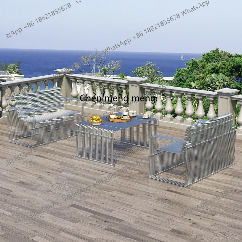 

Iron stainless steel milk tea shop coffee shop family indoor outdoor sofa tables and chairs simple wind H