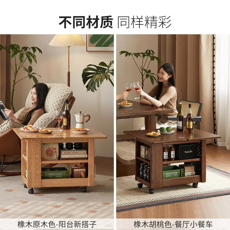 Solid wood edge few living room Italian light luxury, side cabinet mobile trolley c