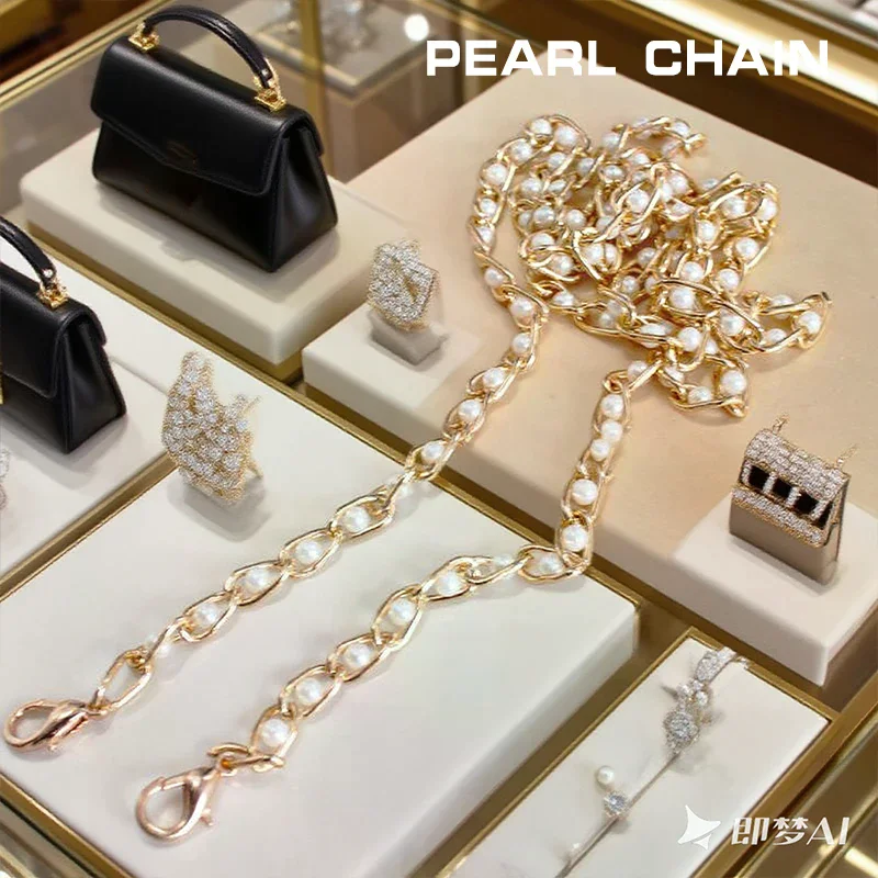 40-120cm Women Imitated Pearl Bag Chain Long Crossbody Shoulder Bag Strap Handbag Female Replacement Handle Belt Parts