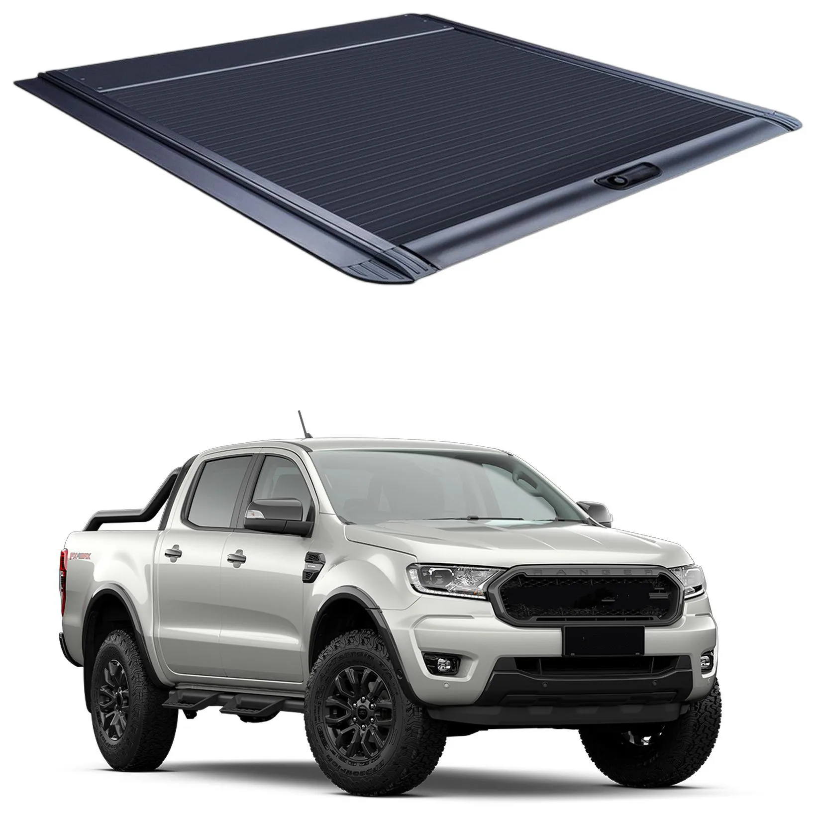 

Pickup Waterproof Roller Blind Manual Retractable Aluminum Trunk Top Cover for Ford Ranger Standard Bed 6ft (72.8 in In)