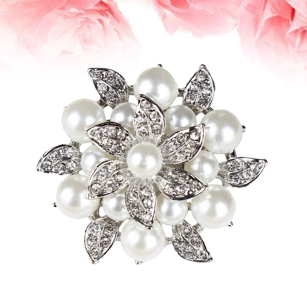 

2Pcs Floral Brooch Pins Rhinestone Pearl Shoe Clips for Women Crystal Decor Double Leaf Design Sparkly Buckles for Wedding Party