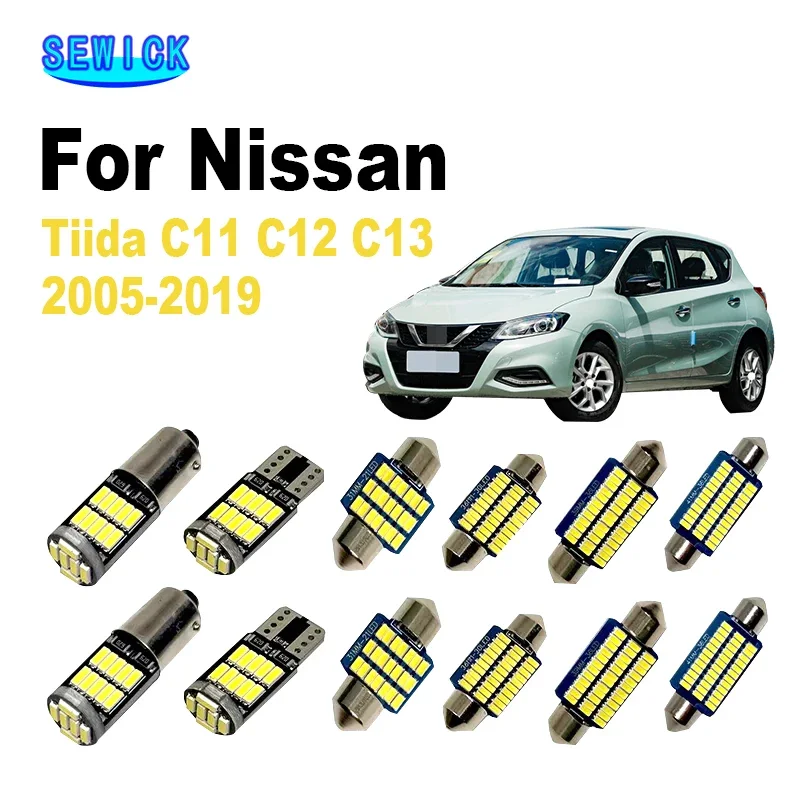 

SEWICK 13Pcs Canbus Led Bulbs For Nissan Tiida C11 C12 C13 2005-2016 2017 2018 2019 Car LED Interior Dome Map Trunk Light Kit