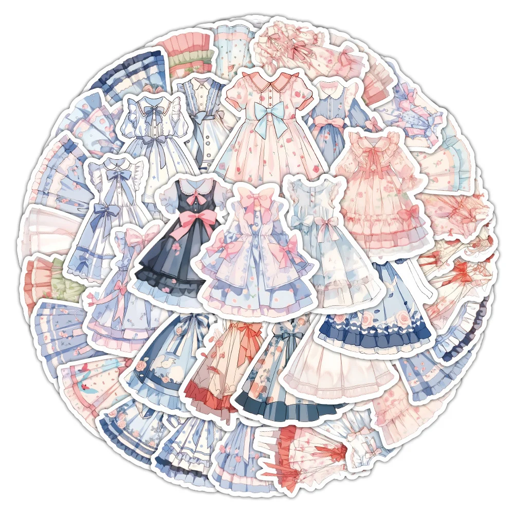 

10/30/50pcs Kawaii Lolita Girls Dress Cartoon Stickers DIY Gift Graffiti Sticker Waterproof Scrapbooking Luggage Anime Decals