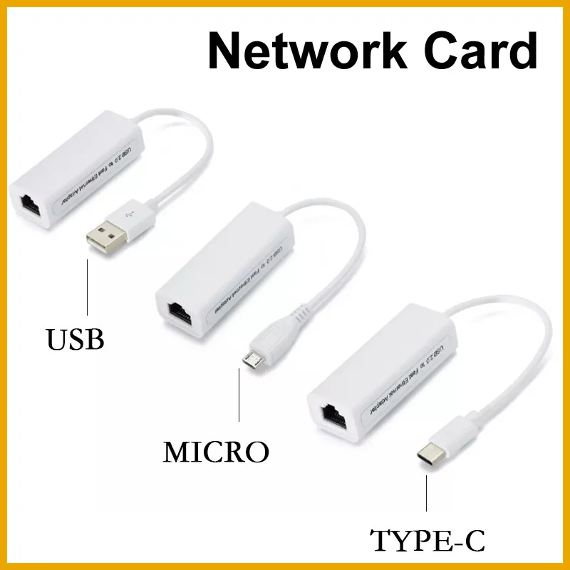 USB TYPEC MICRO to RJ45 Ethernet Cable Splitter Extend Adapter Micro USB2.0 100Mbps Network Card for Tablet Laptop PC Computer