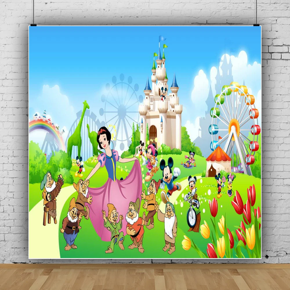 Snow White Photo Backdrop Background For Photography Birthday Party Baby Shower Girl Decoration Props Supplies Banner Customize