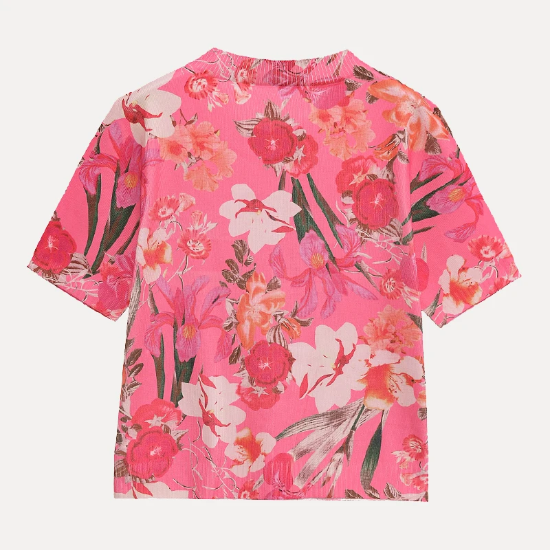 

Ele Floral Print Knitted Top Women's Faion Summer 2025 Polyester Fiber Regular Thin Z Brand