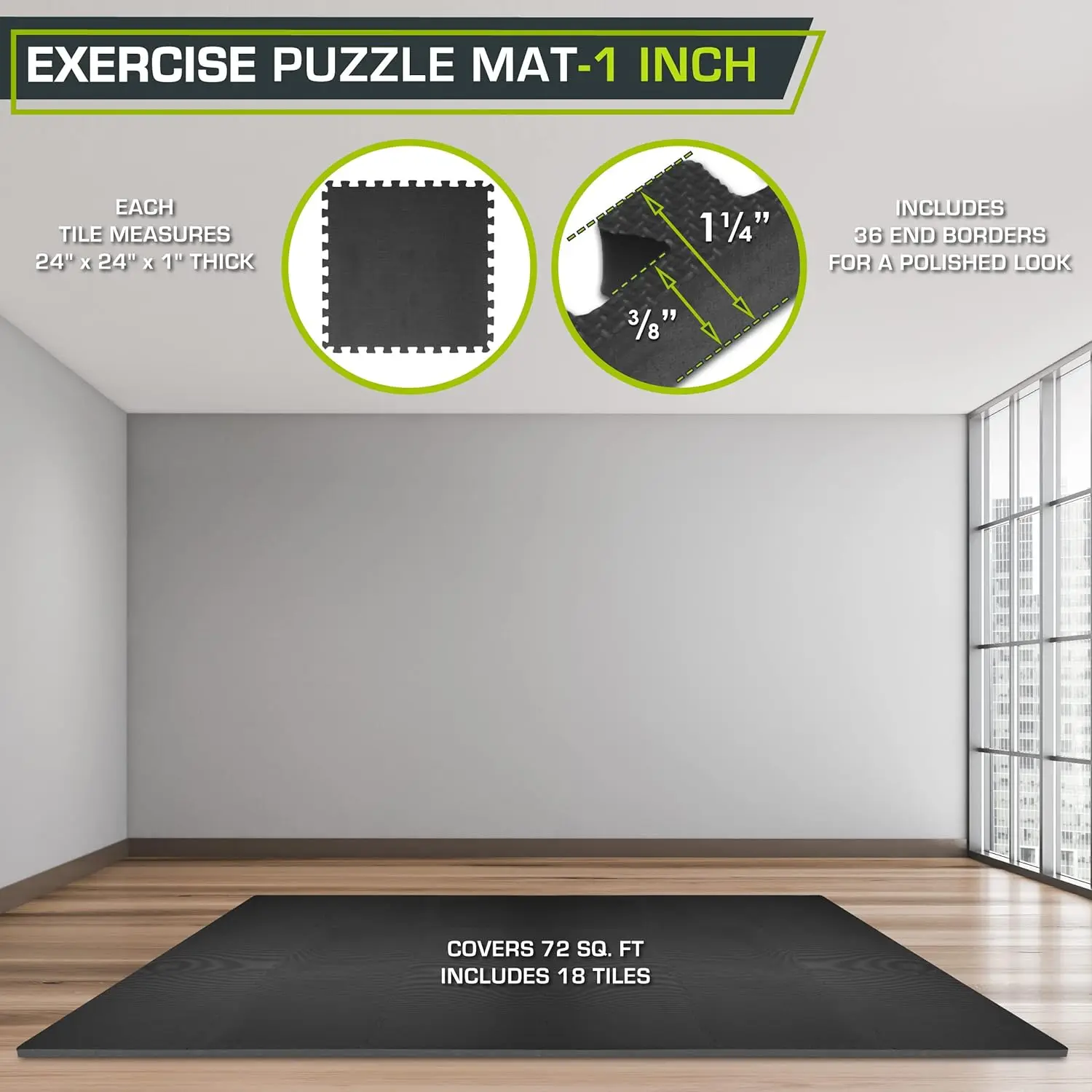 Extra Optics Puzzle Exercise Polymerics, OligFoam, Carreaux imbriqués pour la protection, Baume amorti, Plancher d'entraînement pour la maison, 1 po, 3/4