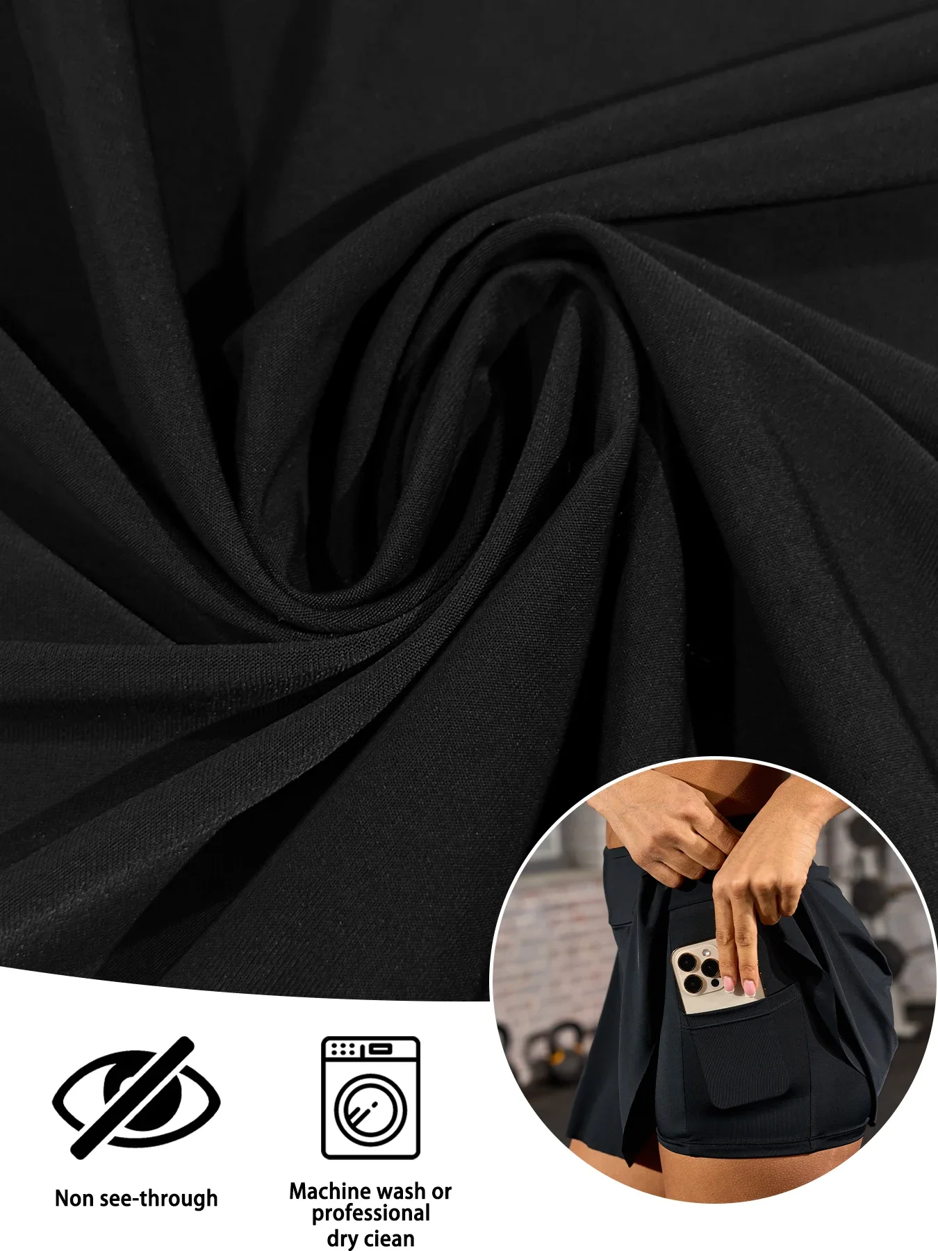 Super Soft Double Layer กระโปรงกีฬาสําหรับผู้หญิงพร้อมกระเป๋าชั้นใน, Quick-Dry กระโปรงเทนนิสออกกําลังกาย Golf Skorts กระโปรง