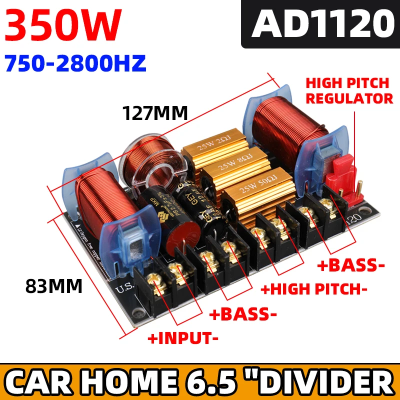 350W samochodowym dzielnik napięcia gospodarstwa domowego, 2-jednostkowy filtr krzyżowy 750HZ/2800HZ, wysoki i niski głośnik 6.5 cali,