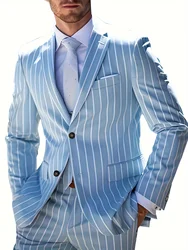 New Men's Suits Slim-fit Party Checkered Lapel Two-button Flap Suit Two-piece Set Blazers for Business Occasions Suits Blazers