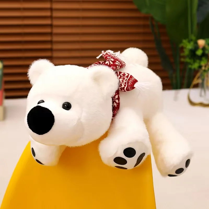 

White polar bear plush toy cartoon plush cute scarf bear animal decorative dolls children Christmas decorative gifts