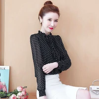Women Spring Autumn Style Chiffon Blouses Shirts Lady Casual Long Sleeve O-Neck Polka Dot Printed Chiffon Blusas Tops DD8879 - Image 4