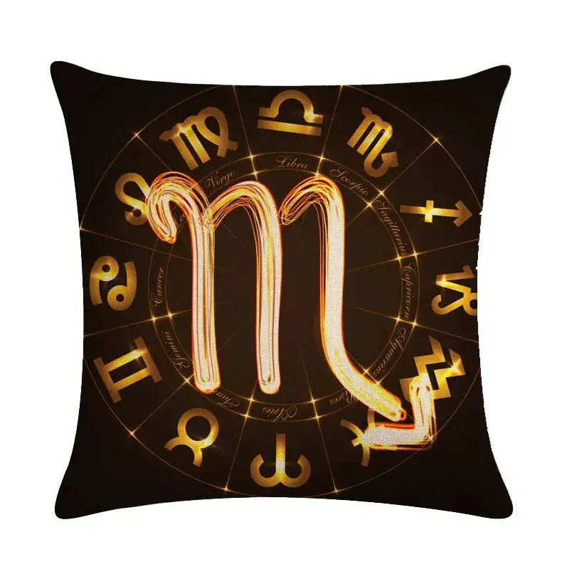 Constellation zodiac rune printed pillowcase home bedroom living room sofa cushion cover 45x45cm peach skin pillowcase