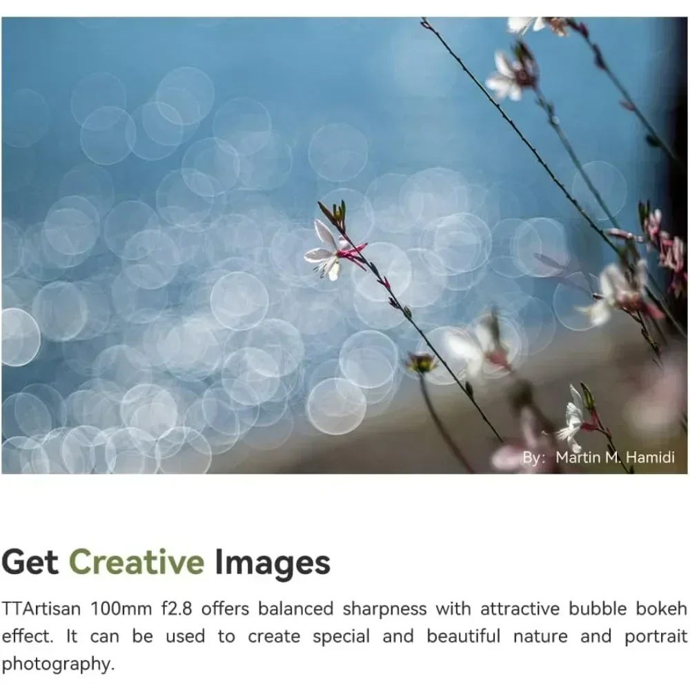 TTARTISAN 100mm F2.8 MF Full Frame Soap Bubble Bokeh Camera Lens for M42 Mount Adapt to Sony E Fujifilm XF Nikon Z Leica M