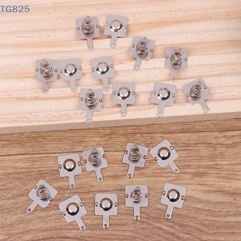 【AN】5Set 12MMx12MM - + Replacement Metal Batteries Spring Contact Plate Silver Unidirectional Slot For AA Battery Case