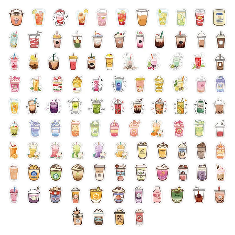 103PCS Cartoon Pearl Milk Tea Themed Graffiti Stickers for Helmet Bicycle Pencil Case Decals Peel Joy Sticker Store