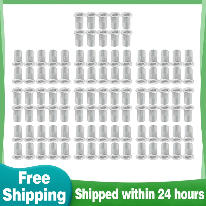 

100 Pcs 10-24 Aluminum Rivet Nut Rivnut Insert Nutsert SAE