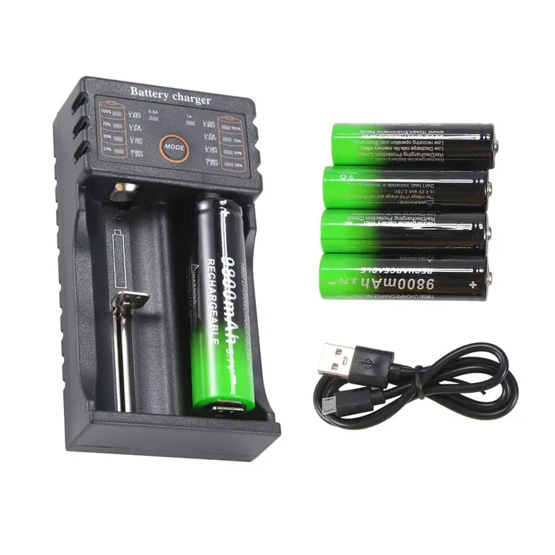 Y23A-1Pcs 18650 Battery Rechargeable + 4Pcs Battery 3.7V 9800Mah Li- Rechargeable Battery For Electric Fan Battery+